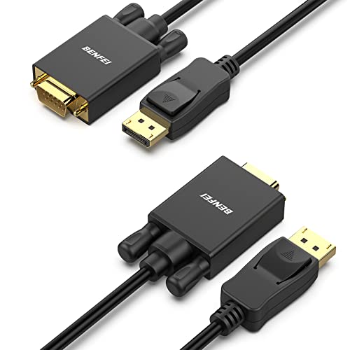 BENFEI DisplayPort to VGA 6 Feet Cable, Uni-Directional DP DisplayPort Computer to VGA Monitor Cable Male to Male Gold-Plated Cord Compatible with Lenovo, Dell, HP, ASUS and Other Brand 1 PACK