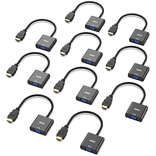 BENFEI HDMI to VGA, Gold-Plated HDMI to VGA Adapter (Male to Female) Compatible for Computer, Desktop, Laptop, PC, Monitor, Projector, HDTV, Chromebook, Raspberry Pi, Roku, Xbox and More - Black 1