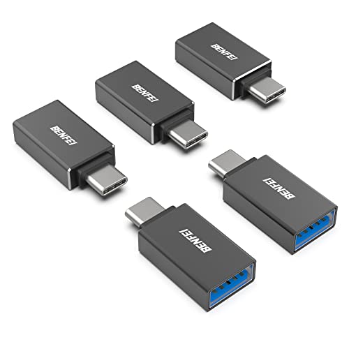 BENFEI USB C to USB 3.0 Adapter, 3 Pack USB C to One Male to Female Adapter, Compatible with MacBook 2018 2017 2016, Samsung Galaxy Note 8, Galaxy S8 S8+S9, Google Pixel, Nexus, Black 3 Paquet