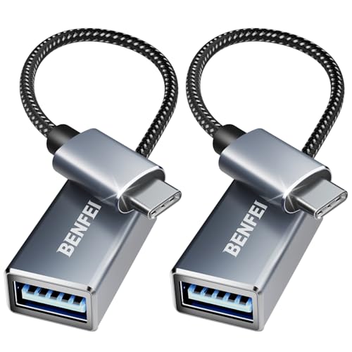 BENFEI USB C to USB 3.0 Adapter, 2 Pack USB C to A Male to Female Adapter Compatible with iPhone 15 Pro/Max, MacBook Pro/Air 2023, iPad Pro, iMac, S23, XPS 17, Surface Book 3 and More Black