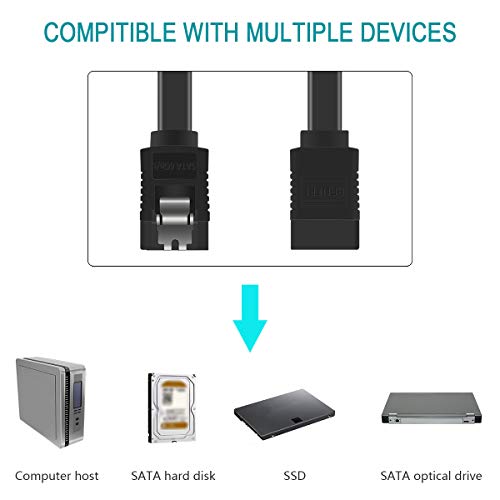 BENFEI SATA Cable III, SATA Cable III 6Gbps Straight HDD SDD Data Cable with Locking Latch 18 Inch Compatible for SATA HDD, SSD, CD Driver, CD Writer - Black