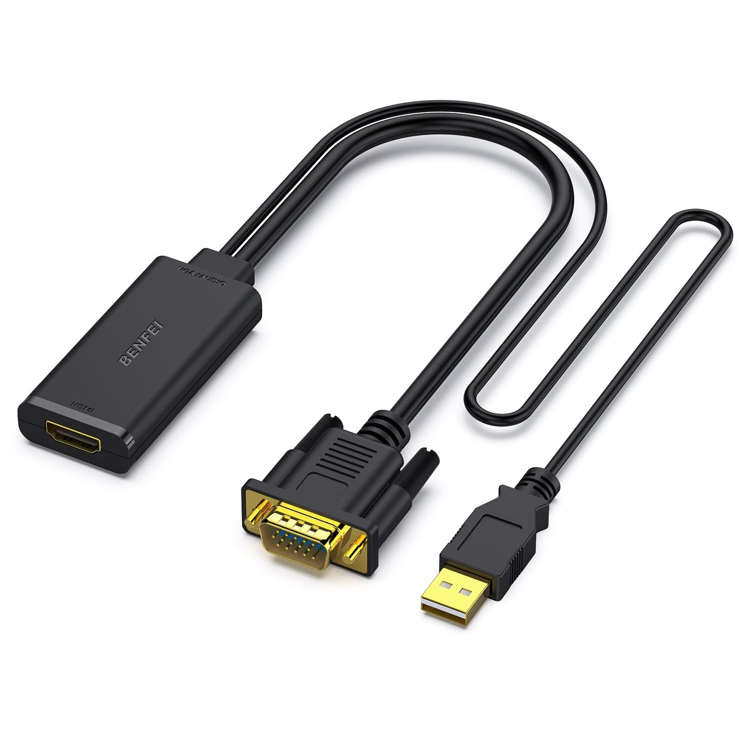 BENFEI VGA to HDMI Adapter, 1080P Converter with Audio from Computer/Laptop VGA Source to HDMI TV/Monitor 1pack VGA Source to HDMI Monitor