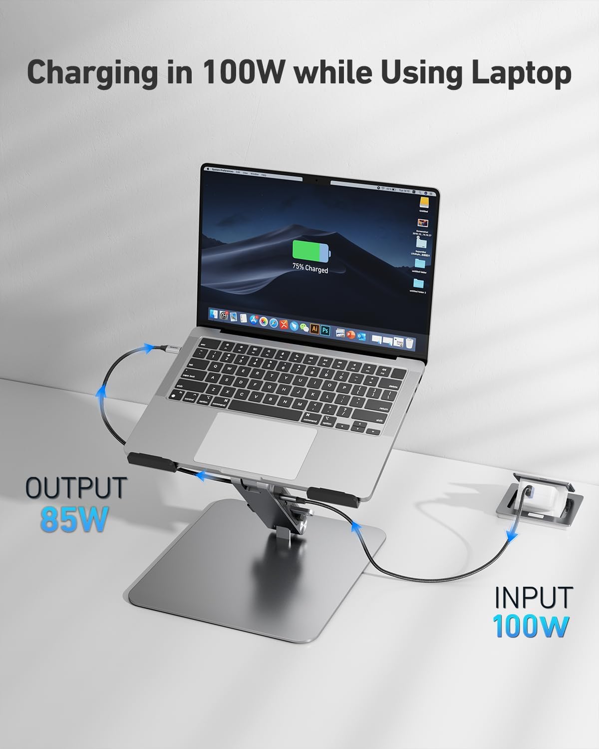 BENFEI Laptop Stand with USB C 7 in 1 Docking Station,HDMI 4K@60Hz,1*SD 1*Micro SD,100W Power Delivery,10Gbps 1*USB C 3.2 and 2*USB A 3.2 Compatible with MacBook Pro/Air, iPad Pro, XPS, Thinkpad