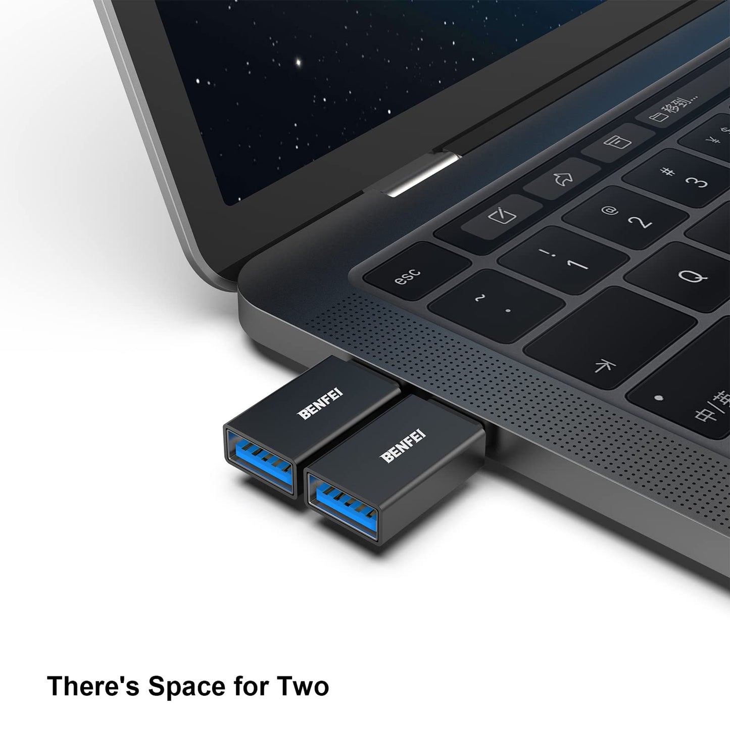 BENFEI USB C to USB 3.0 Adapter, 3 Pack USB C to One Male to Female Adapter, Compatible with MacBook 2018 2017 2016, Samsung Galaxy Note 8, Galaxy S8 S8+S9, Google Pixel, Nexus, Black 3 Paquet
