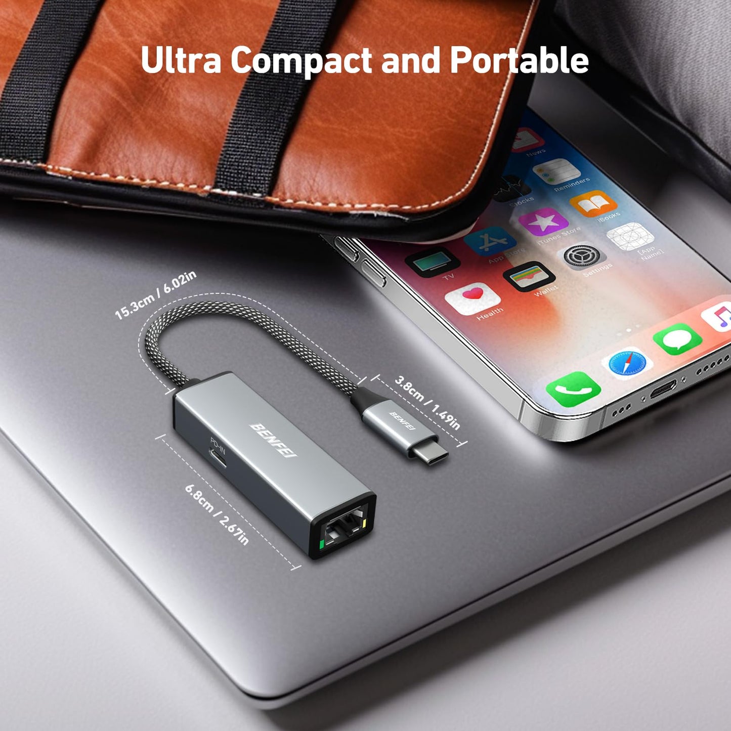 BENFEI USB-C to Ethernet Gigabit Adapter with 100W Power Delivery, Thunderbolt 3/4 to RJ45 Ethernet LAN Network Adapter