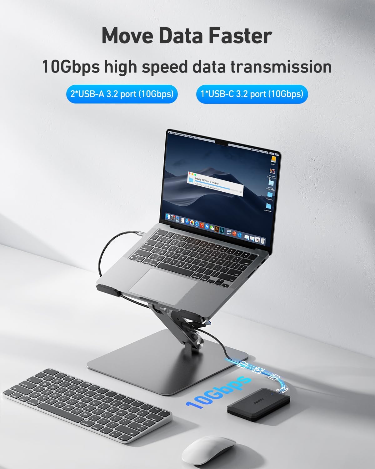 BENFEI Laptop Stand with USB C 7 in 1 Docking Station,HDMI 4K@60Hz,1*SD 1*Micro SD,100W Power Delivery,10Gbps 1*USB C 3.2 and 2*USB A 3.2 Compatible with MacBook Pro/Air, iPad Pro, XPS, Thinkpad