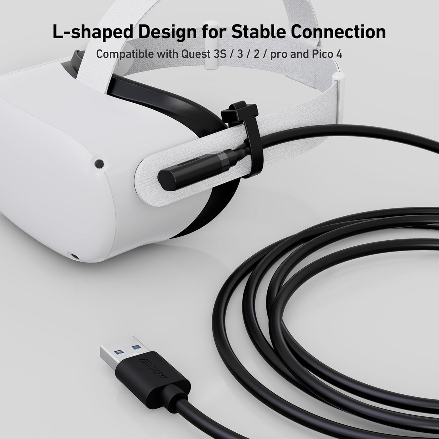 BENFEI Link Cable 16 FT Compatible with Oculus/Meta Quest 3, Quest2/Pro/Pico 4 Accessories and PC/SteamVR, High Speed PC Data Transfer, USB 3.0 to USB C Cable for VR Headset