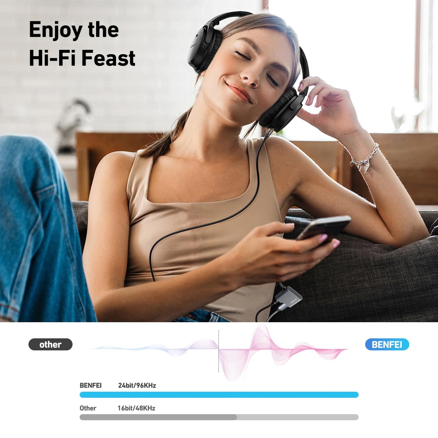 BENFEI USB C to Audio Jack Adapter with 60W Fast Charging, USB-C to 3.5mm Female Headphone Compatible with iPhone 15 Pro Max/15 Pro/15, Samsung Galaxy S24/S23/S22/S21 Ultra, iPad Pro, Pixel 8 Grey