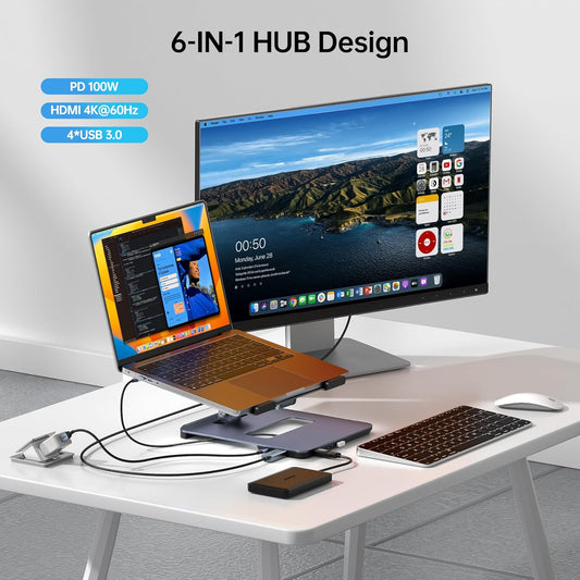 BENFEI Laptop Stand with USB-C 6-in-1 Docking Station – The Ultimate Ergonomic Solution