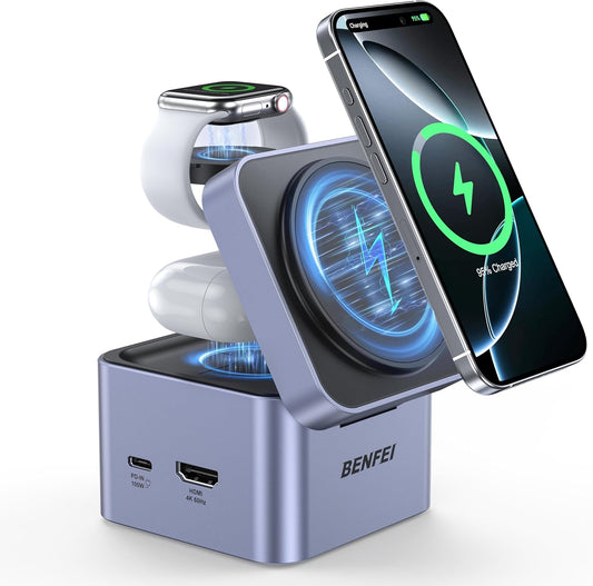 The Ultimate All-in-One Charging Solution: BENFEI 3-in-1 Foldable MagSafe Charger Stand with USB C Hub