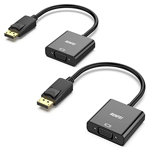 BENFEI DisplayPort to VGA,Gold-Plated Uni-directional DP Computer to VGA Screen Adapter 1080P (Male to Female) Compatible for Lenovo, Dell, HP, ASUS 1 Black