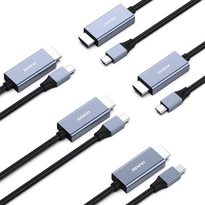 BENFEI USB C to HDMI 6ft Cable[4K@60Hz, Aluminum Shell, Nylon Braided], USB Type-C[Thunderbolt 3/4] to HDMI Compatible with iPhone 15 Pro/Max, MacBook Pro/Air 2023, iPad Pro, Surface Book 2 More 6 Feet 4K@60Hz 1 PACK
