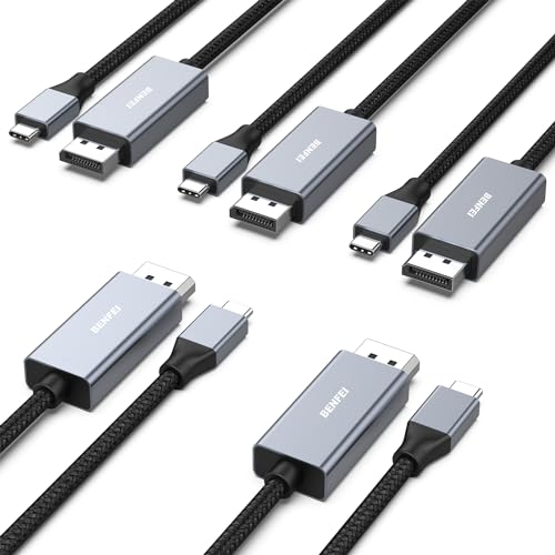 BENFEI USB-C to DisplayPort 6 Feet Cable(8K@60Hz 4K@144Hz), USB Type-C to DisplayPort Cable [Thunderbolt 3/4 Compatible] with iPhone 15 Pro/Max, MacBook Pro/Air 2023, iPad Pro, iMac, S23, XPS 17 Gray(Aluminium Shell) 1 PACK