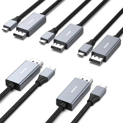 BENFEI USB-C to DisplayPort 6 Feet Cable(8K@60Hz 4K@144Hz), USB Type-C to DisplayPort Cable [Thunderbolt 3/4 Compatible] with iPhone 15 Pro/Max, MacBook Pro/Air 2023, iPad Pro, iMac, S23, XPS 17 Gray(Aluminium Shell) 1 PACK