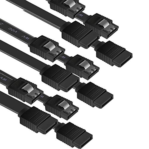 BENFEI SATA Cable III, SATA Cable III 6Gbps Straight HDD SDD Data Cable with Locking Latch 18 Inch Compatible for SATA HDD, SSD, CD Driver, CD Writer - Black 1 Pack