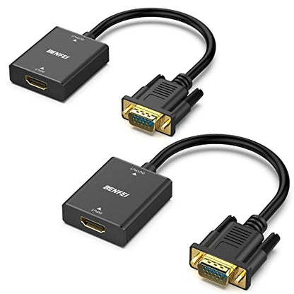 BENFEI HDMI to VGA, Uni-Directional HDMI Computer to VGA Monitor Adapter (Female to Male) with 3.5mm Audio Jack Compatible with TV Stick, Computer, Desktop, Laptop, PC, Monitor, Projector, Roku, Xbox 1 PACK