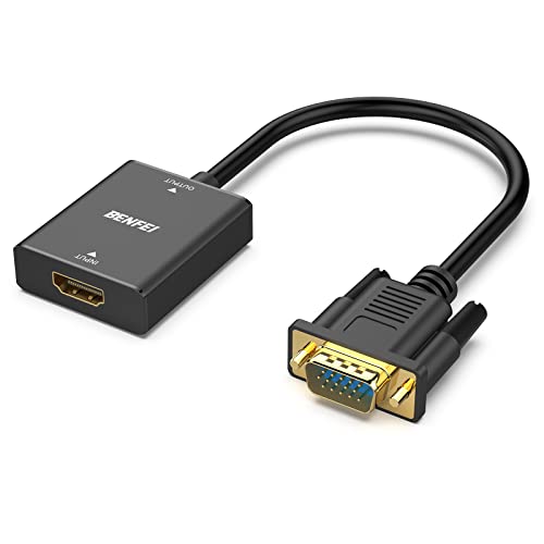 BENFEI HDMI to VGA, Uni-Directional HDMI Computer to VGA Monitor Adapter (Female to Male) with 3.5mm Audio Jack Compatible with TV Stick, Computer, Desktop, Laptop, PC, Monitor, Projector, Roku, Xbox 1 PACK