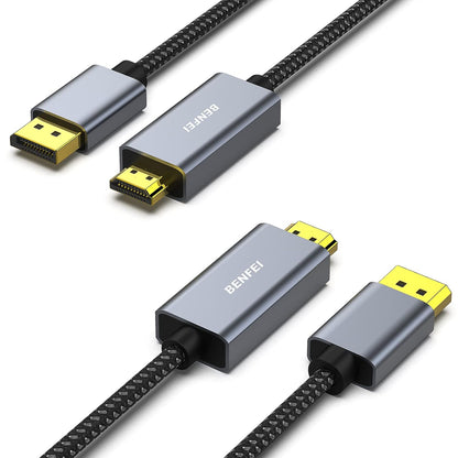 BENFEI 4K DisplayPort to HDMI 6 Feet Cable[Aluminum Shell, Nylon Braided], Uni-Direction DP 1.2 Computer to HDMI 1.4 Screen Cable Compatible with HP, ThinkPad, AMD, NVIDIA, Desktop and More