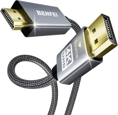 BENFEI 4K DisplayPort to HDMI 6 Feet Cable[Aluminum Shell, Nylon Braided], Uni-Direction DP 1.2 Computer to HDMI 1.4 Screen Cable Compatible with HP, ThinkPad, AMD, NVIDIA, Desktop and More