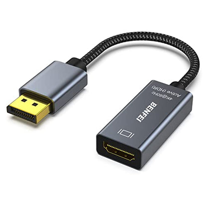 BENFEI Active DisplayPort to HDMI, DP to HDMI Adapter(4K@60Hz) Compatible with HP, ThinkPad, AMD, NVIDIA, Desktop and More - Male to Female, Space Gray 4K@60Hz 1 PACK