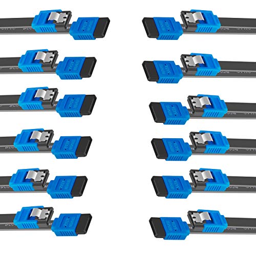 BENFEI SATA Cable III, SATA Cable III 6Gbps Straight HDD SDD Data Cable with Locking Latch 18 Inch Compatible for SATA HDD, SSD, CD Driver, CD Writer - Black
