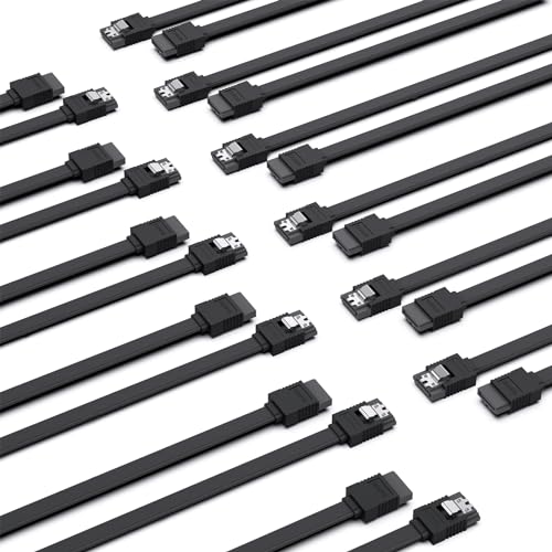 BENFEI SATA Cable III, SATA Cable III 6Gbps Straight HDD SDD Data Cable with Locking Latch 18 Inch Compatible for SATA HDD, SSD, CD Driver, CD Writer - Black