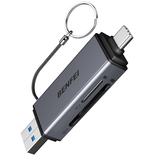 BENFEI SD Card Reader, USB C to SD Micro SD Card Memory Card Adapter Dual Slot Compatible with iPhone 15 Pro/Max, MacBook Pro/Air 2023, iPad Pro, iMac, S23, XPS 17, Surface Book 3 and More