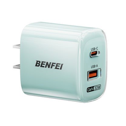 BENFEI 33W GaN USB C Fast Charger, 2-Port Two-Tone Compact Wall Charger(US plug)
