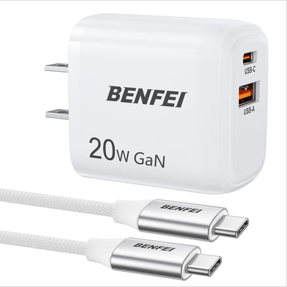 BENFEI 20W Fast Charger Block with 3ft USB-C Cable(US plug)