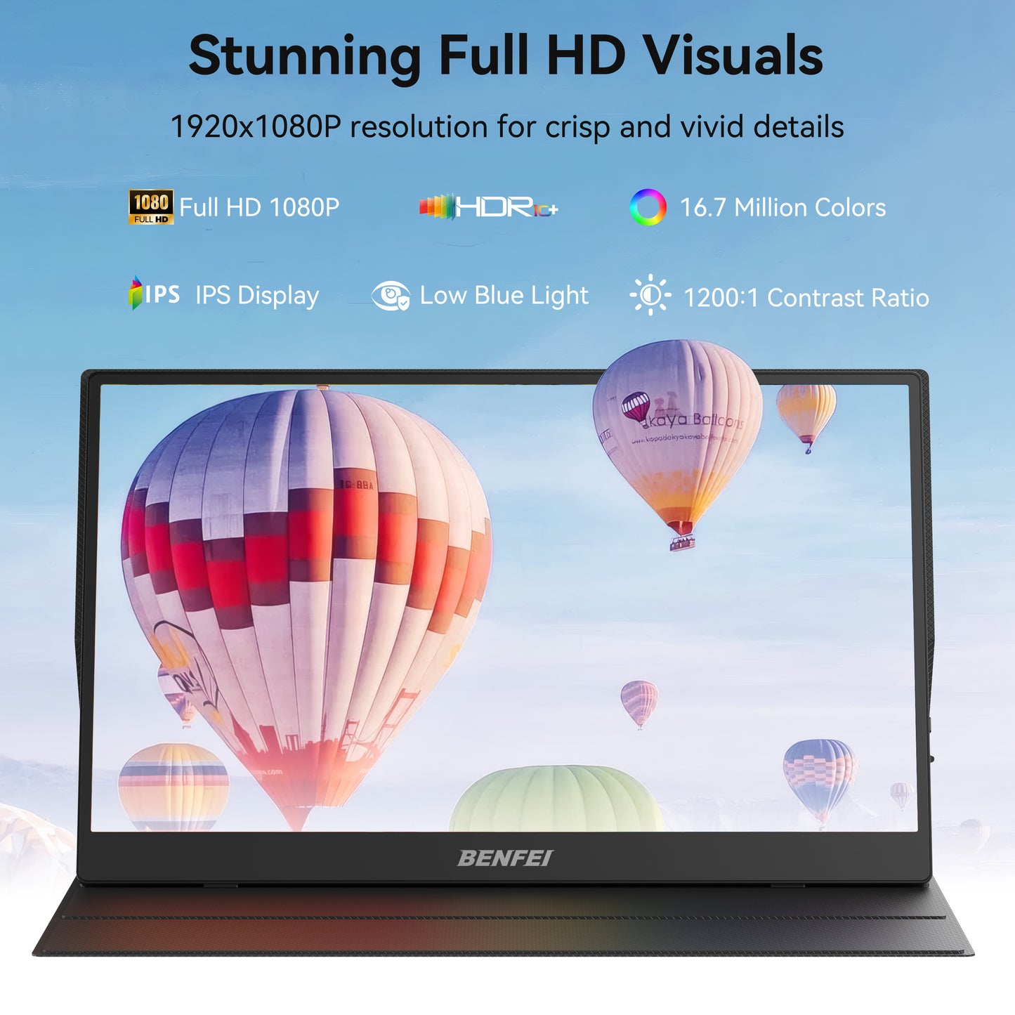 BENFEI Portable Monitor 15.6'', FHD 1080P HDMI USB-C Gaming Display, Ultra-Slim IPS HDR Screen w/Smart Cover & Speakers, Plug & Play External Monitor for Laptop PC Phones Tablet PS5/4 Xbox Switch