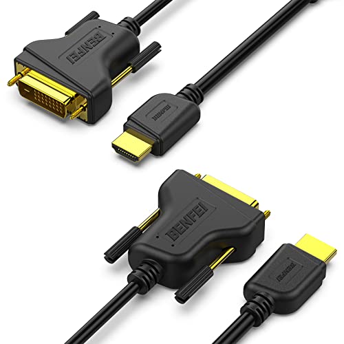 BENFEI HDMI to DVI, Bi Directional DVI-D 24+1 Male to HDMI Male High Speed Adapter Cable Support 1080P Full HD Compatible for Raspberry Pi, Roku, Xbox One, PS4 PS3, Graphics Card