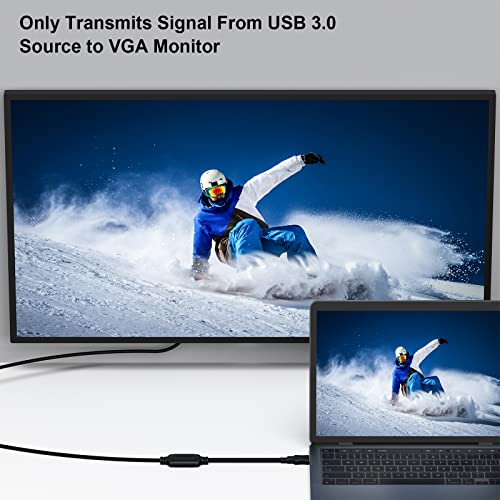 BENFEI 6 Feet USB 3.0 to VGA Cable Male to Male, Uni-Directional USB to VGA for Windows 11, Windows 10, Windows 8.1, Windows 8, Windows 7(Not for Mac)