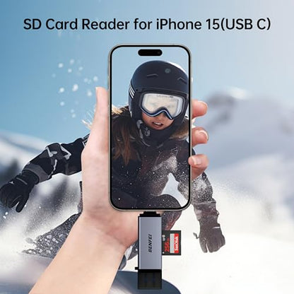 BENFEI SD Card Reader, USB C to SD Micro SD Card Memory Card Adapter Dual Slot Compatible with iPhone 15 Pro/Max, MacBook Pro/Air 2023, iPad Pro, iMac, S23, XPS 17, Surface Book 3 and More