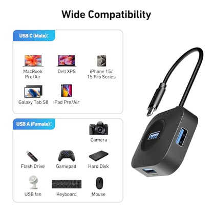BENFEI USB C Hub, 4 Ports USB 3.0 Hub with 5Gbps Data Transfer, USB C Splitter for Type C MacBook, Mac Pro, iMac, Surface, XPS, Flash Drive, Mobile HDD