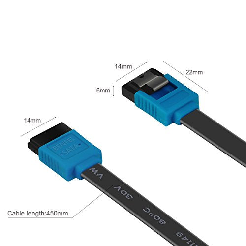 BENFEI SATA Cable III, SATA Cable III 6Gbps Straight HDD SDD Data Cable with Locking Latch 18 Inch Compatible for SATA HDD, SSD, CD Driver, CD Writer - Black