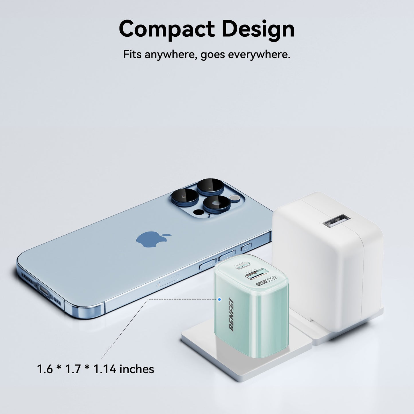 BENFEI 33W GaN USB C Fast Charger, 2-Port Two-Tone Compact Wall Charger(US plug)