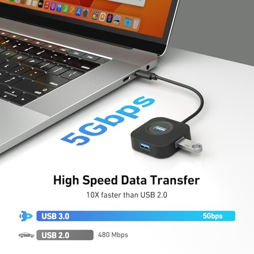 BENFEI USB C Hub, 4 Ports USB 3.0 Hub with 5Gbps Data Transfer, USB C Splitter for Type C MacBook, Mac Pro, iMac, Surface, XPS, Flash Drive, Mobile HDD