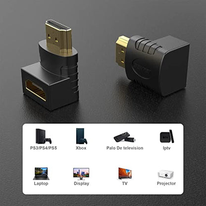 BENFEI HDMI Adapter Right Angle Male to Female - 2 Pack