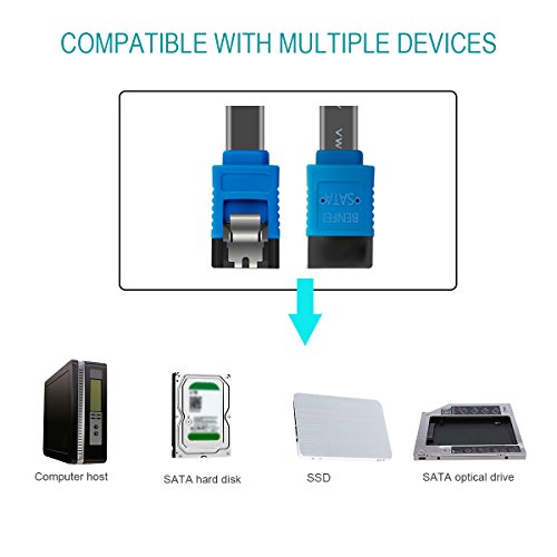 BENFEI SATA Cable III, SATA Cable III 6Gbps Straight HDD SDD Data Cable with Locking Latch 18 Inch Compatible for SATA HDD, SSD, CD Driver, CD Writer - Black