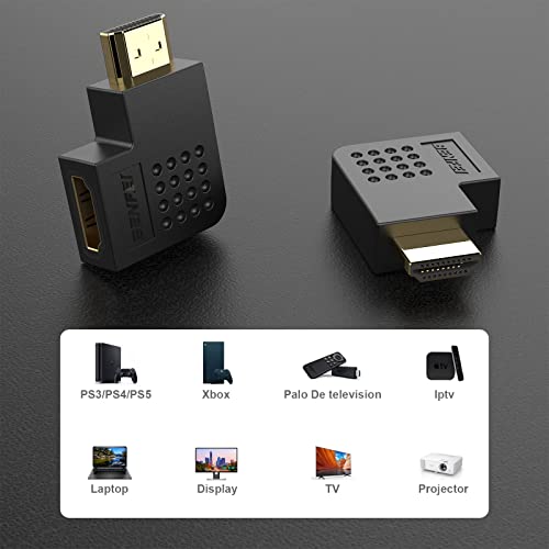 BENFEI HDMI Adapter Male to Female Right Angle 90 Degree - 2 Pack