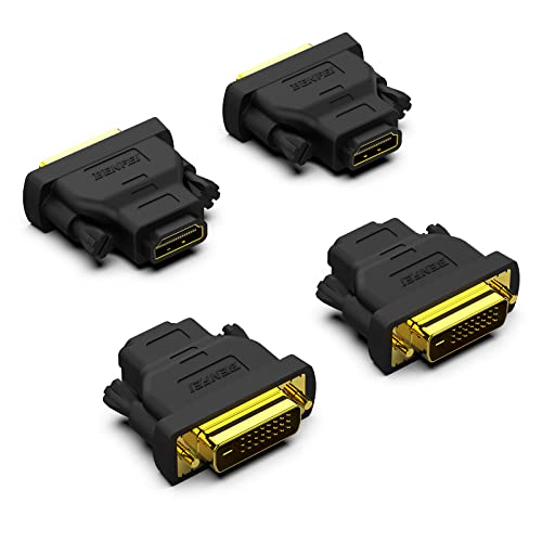 BENFEI DVI to HDMI, Bidirectional DVI (DVI-D) to HDMI Male to Female Adapter with Gold-Plated Cord 2 Pack