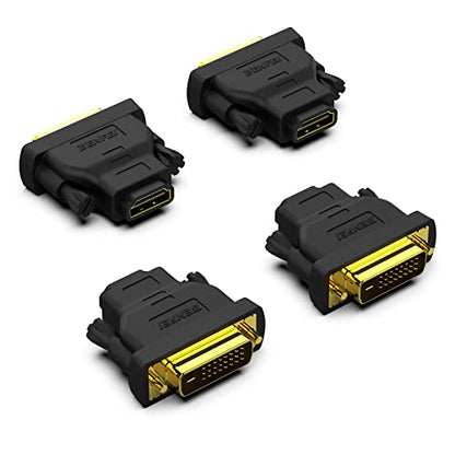 BENFEI DVI to HDMI, Bidirectional DVI (DVI-D) to HDMI Male to Female Adapter with Gold-Plated Cord 2 Pack