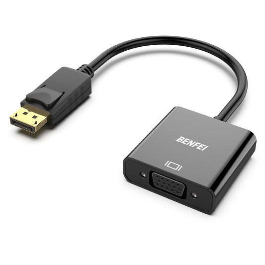 BENFEI DisplayPort to VGA,Gold-Plated Uni-directional DP Computer to VGA Screen Adapter 1080P (Male to Female) Compatible for Lenovo, Dell, HP, ASUS 1 Black