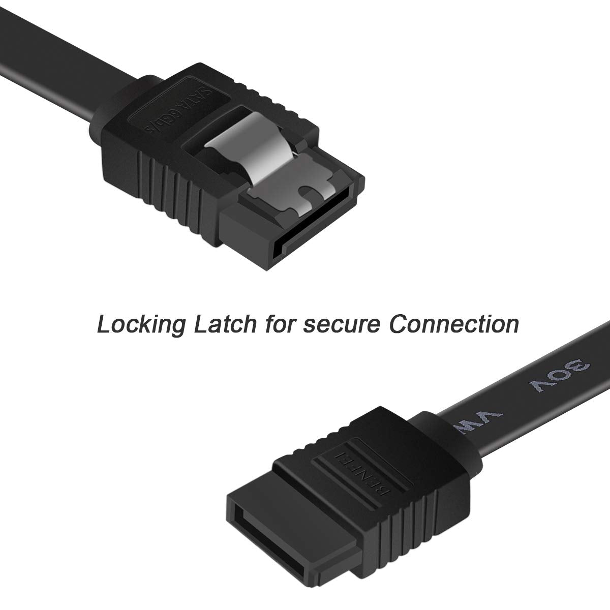 BENFEI SATA Cable III, SATA Cable III 6Gbps Straight HDD SDD Data Cable with Locking Latch 18 Inch Compatible for SATA HDD, SSD, CD Driver, CD Writer - Black 1 Pack