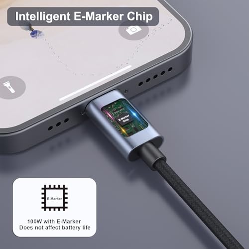 BENFEI USB C Fast Charging Cable(100W 6.6ft), Tangle-Free Silicone USB C Cable, Woven Design Aluminum Shell, for iPhone 15/15Pro/15Plus/15ProMax MacBook Pro/iPad Pro/Air 4,Samsung Galaxy S23+/S23
