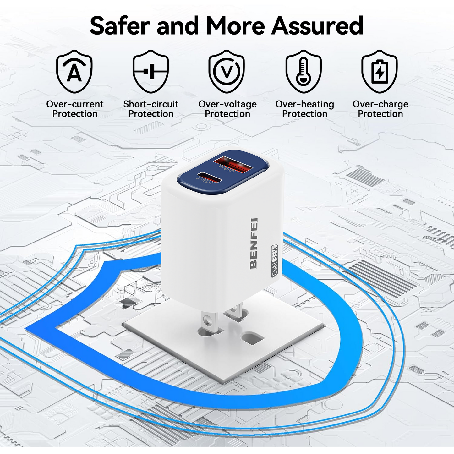 BENFEI 33W Fast Charger Block for iPhone 16/15 Series, Galaxy S25/S24, iPad Pro, Steam Deck