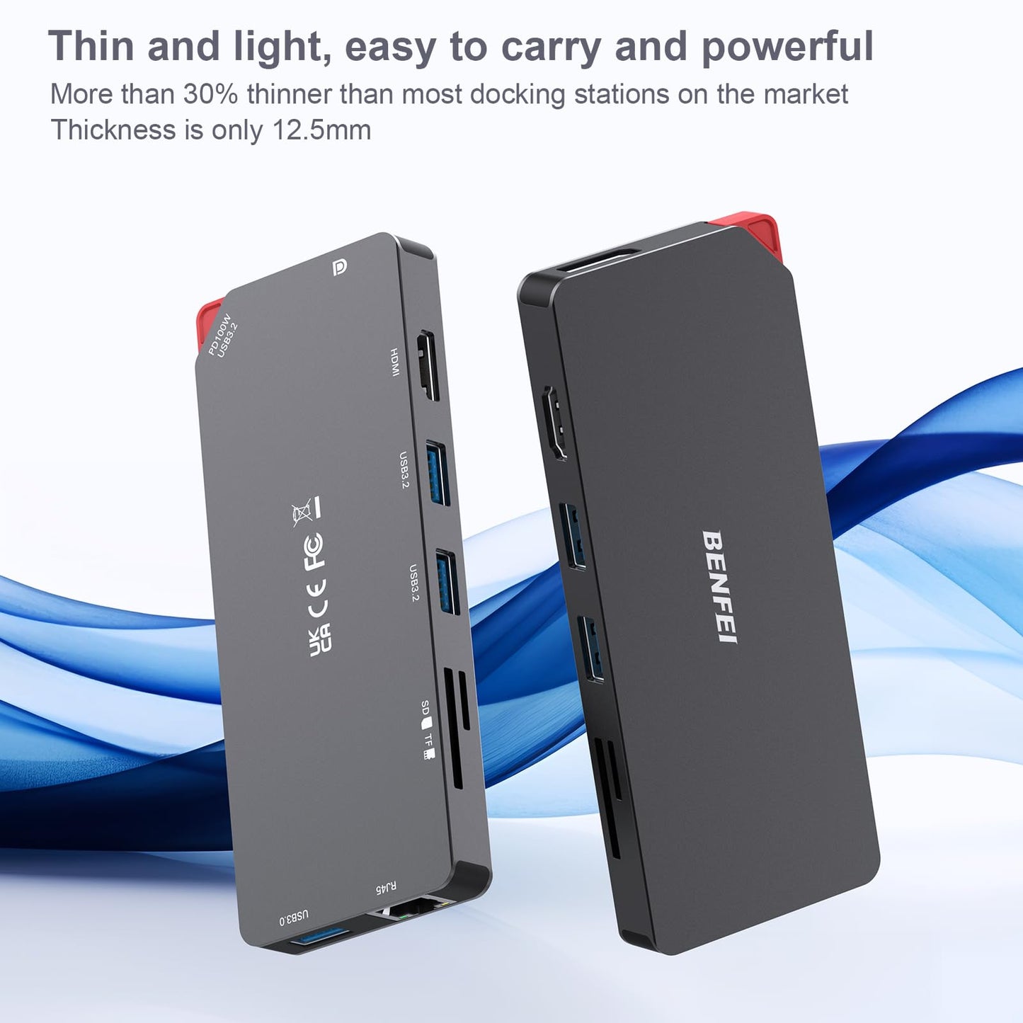 BENFEI 9in1 USB C MST Laptop Docking Station, USB-C Hub with USB-C to HDMI DisplayPort Dual Monitor/3*USB Type-A/1*USB Type-C(10Gbps+100W PD)/SD/TF Card Reader/1*RJ45