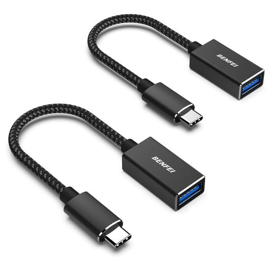 BENFEI USB C to USB 3.0 Adapter, 2 Pack USB C to A Male to Female Adapter Compatible with iPhone 15 Pro/Max, MacBook Pro/Air 2023, iPad Pro, iMac, S23, XPS 17, Surface Book 3 and More Black