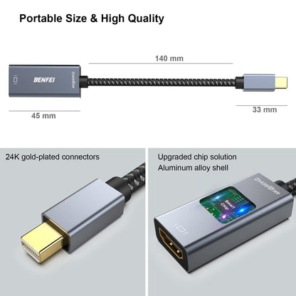BENFEI Mini DisplayPort to HDMI, 4K@60Hz Active Mini DP to HDMI Adapter (Thunderbolt Compatible) with MacBook Air/Pro, Surface Pro/Dock, Monitor, Projector