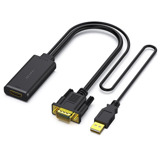 BENFEI VGA to HDMI Adapter, 1080P Converter with Audio from Computer/Laptop VGA Source to HDMI TV/Monitor 1pack VGA Source to HDMI Monitor